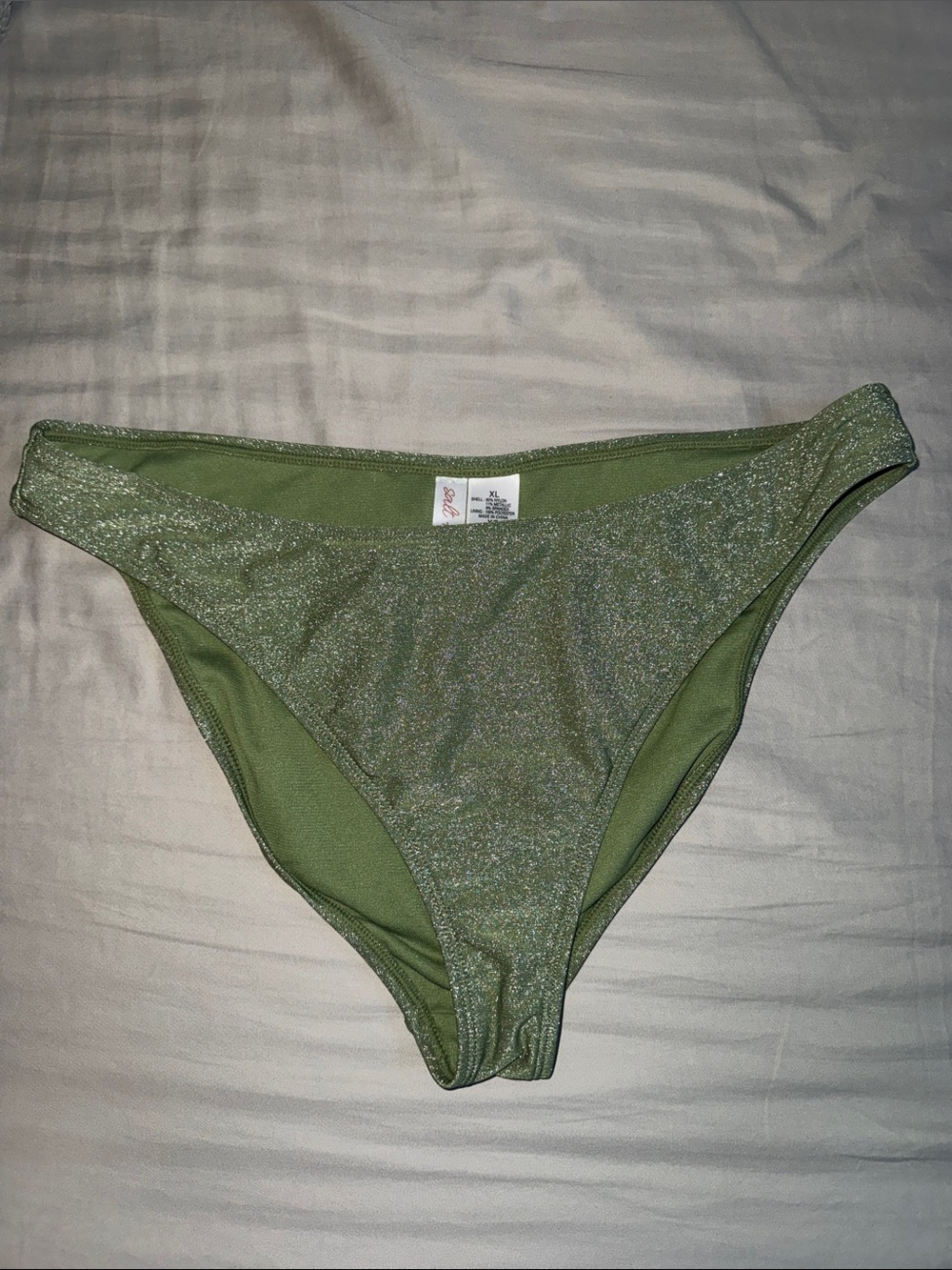 Women’s XL Green Sparkle Bikini Bottom New Without Tags